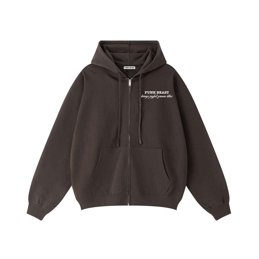 Funk Beast Joyful Zip-up Hoodie Brown